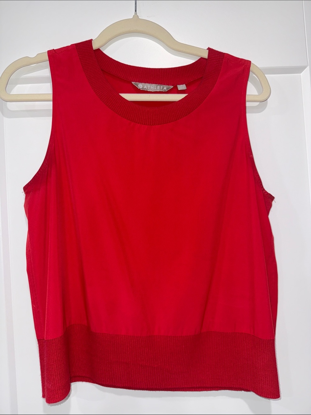Athleta Bright Red Knit-Trim Sleeveless Tank